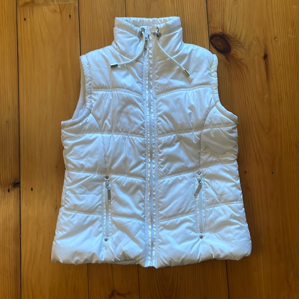 White puffer vest